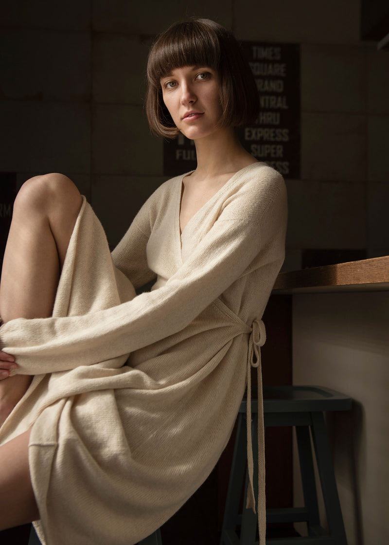 100% Cashmere Wrap Dress trikicashmere 100% Cashmere Wrap Dress trikicashmere