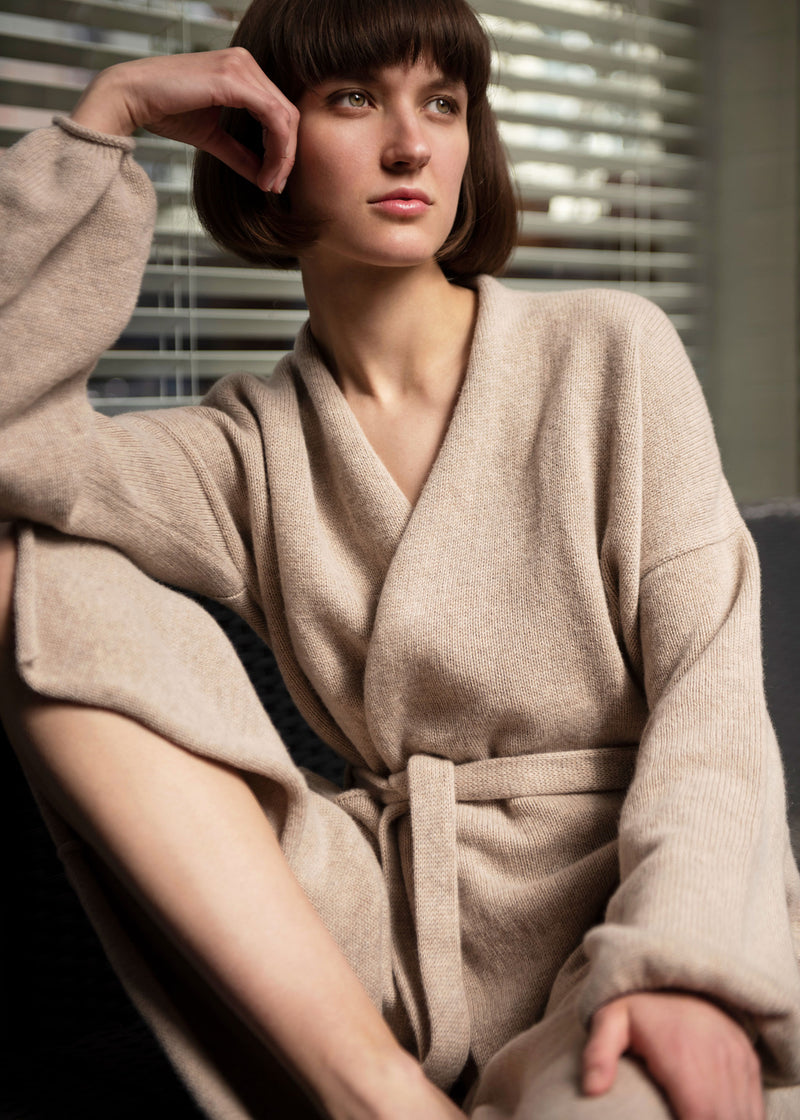 Cashmere and Wool Robe with Pockets trikicashmere Cashmere and Wool Robe with Pockets trikicashmere