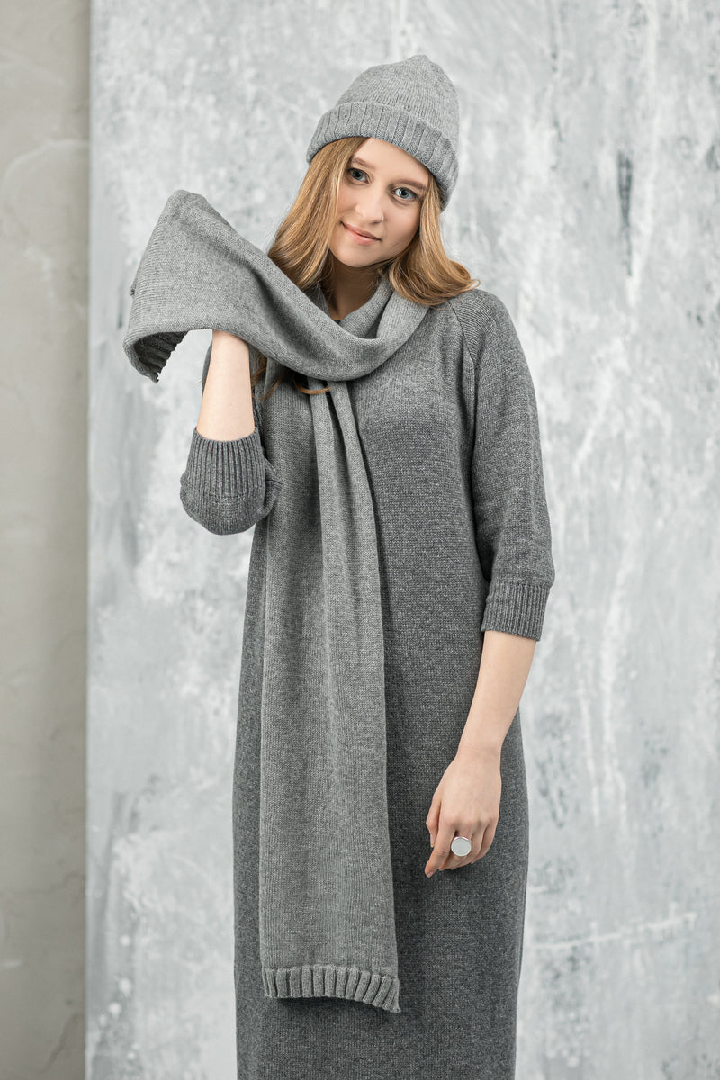 Wool and Cashmere  Long Sweater Dress 3/4 sleeves