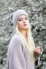 100% Cashmere double layer beanie