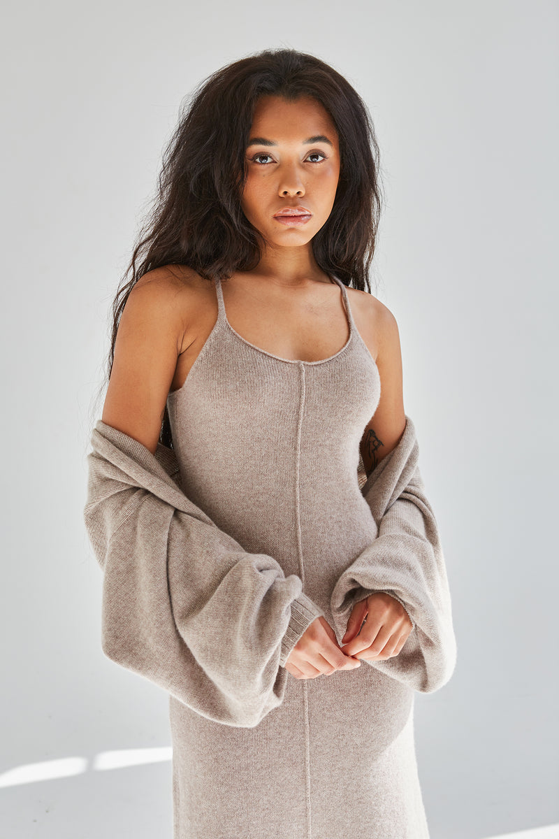 100% Cashmere Slip Dress and short Cardigan set trikicashmere 100% Cashmere Slip Dress and short Cardigan set trikicashmere