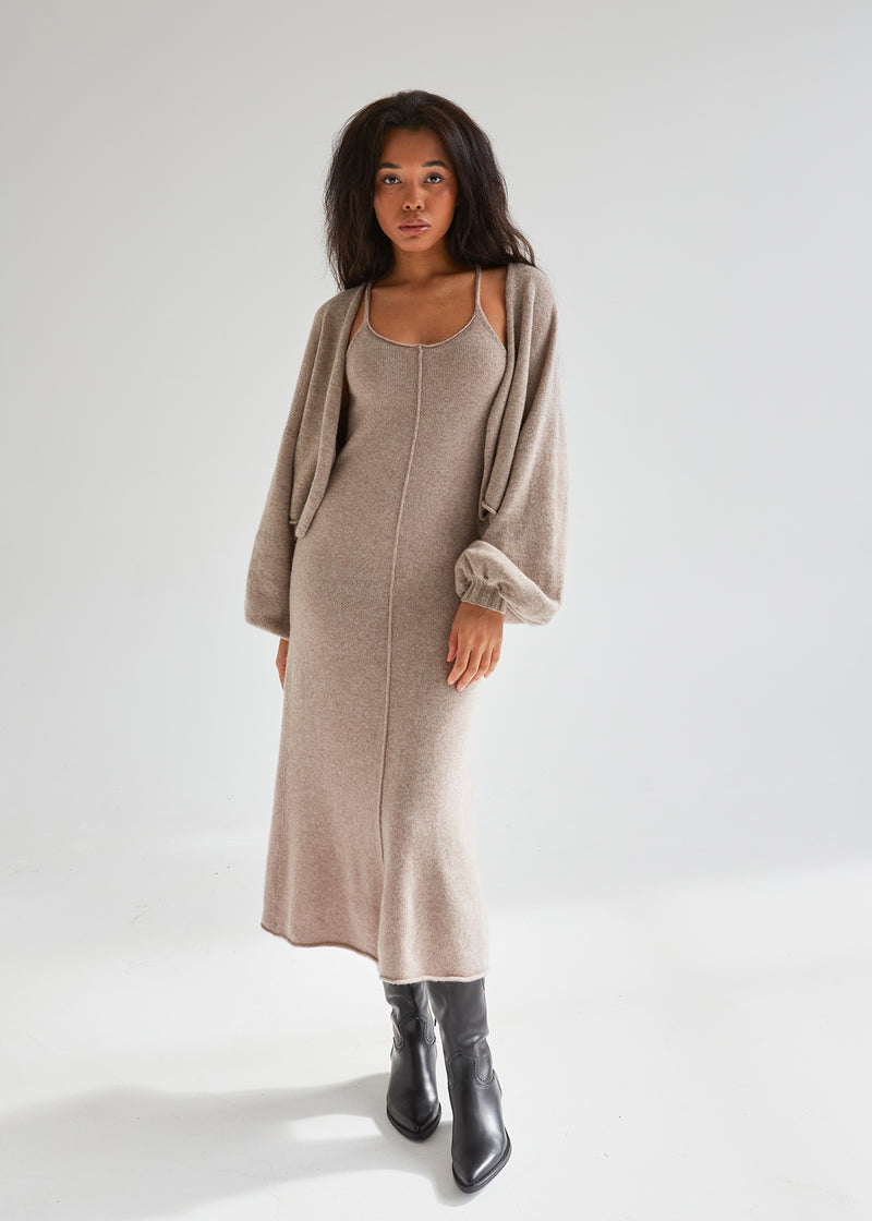 100% Cashmere Slip Dress and short Cardigan set
