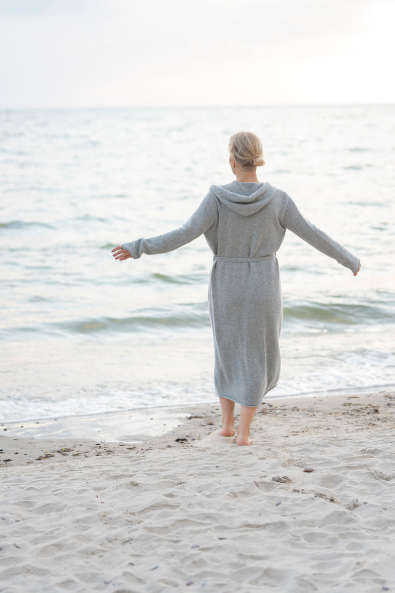 Cashmere and Wool Hooded Robe/Cardigan