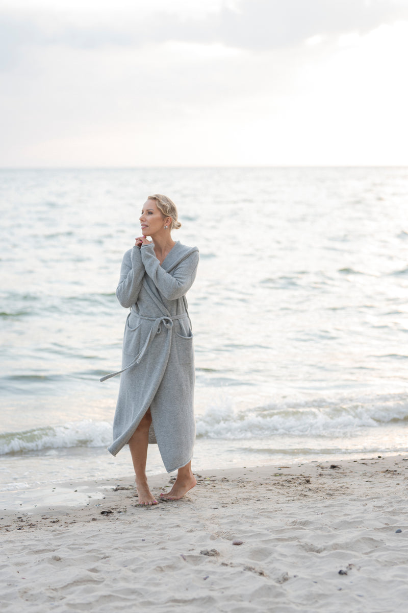 Cashmere and Wool Hooded Robe/Cardigan