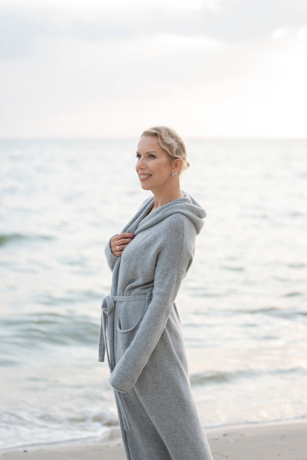 Cashmere and Wool Hooded Robe/Cardigan