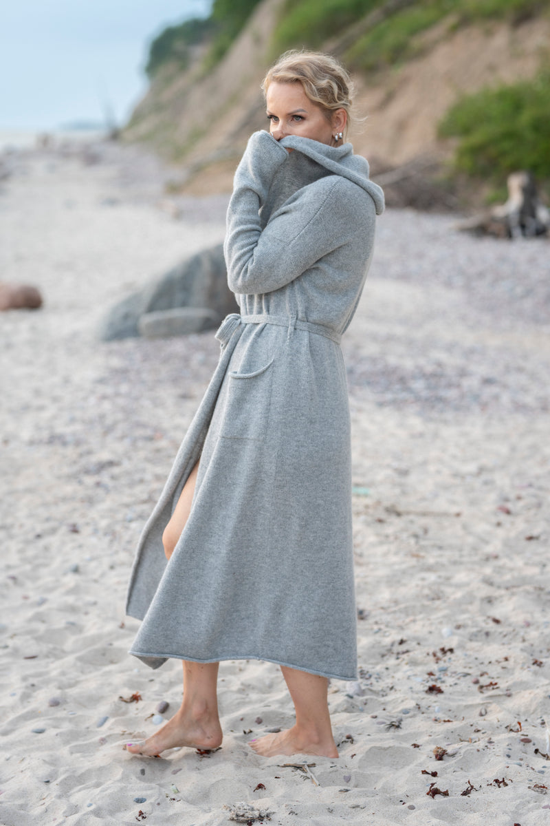 Cashmere and Wool Hooded Robe/Cardigan