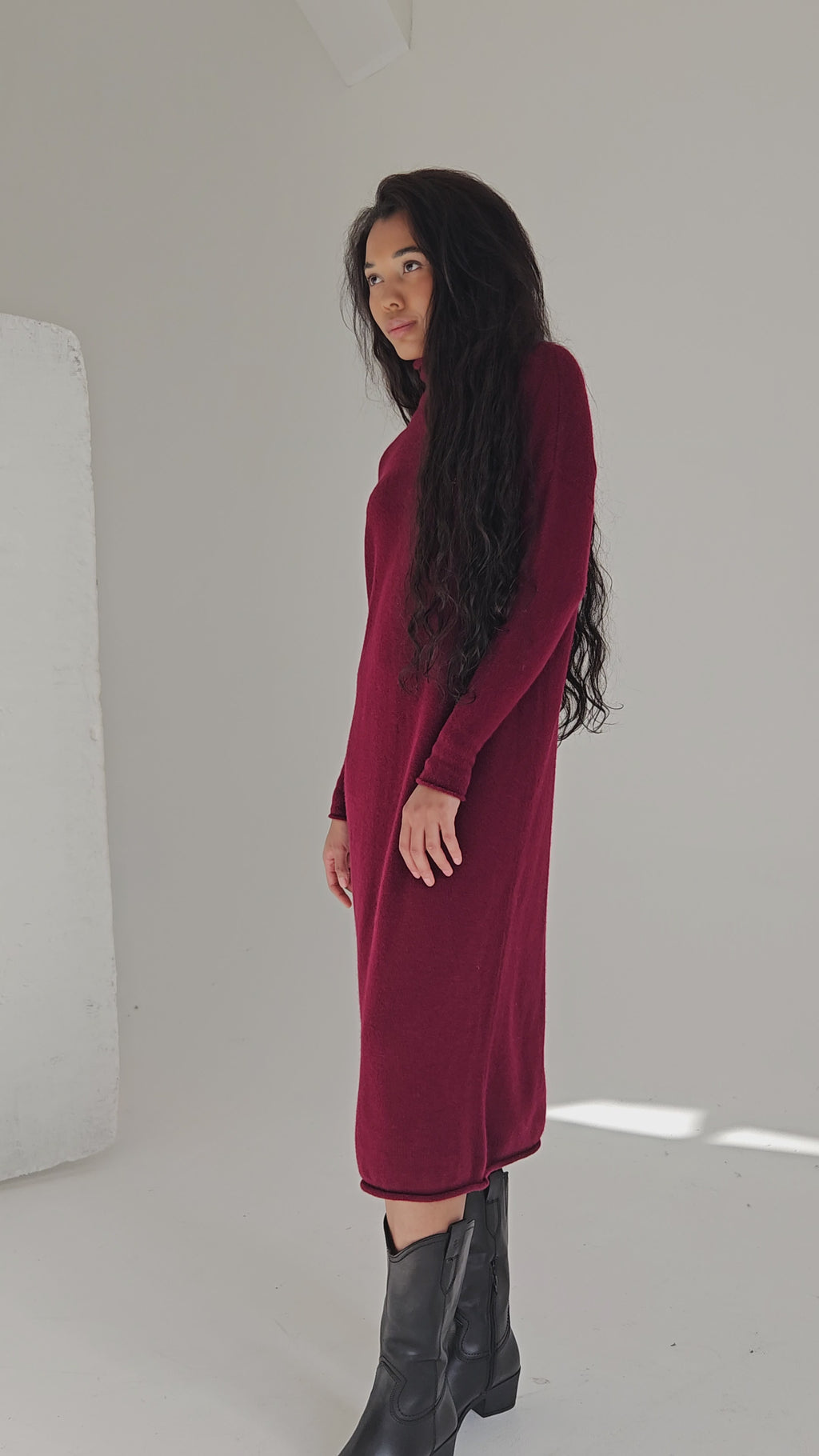 100% Cashmere Long Turtleneck Dress