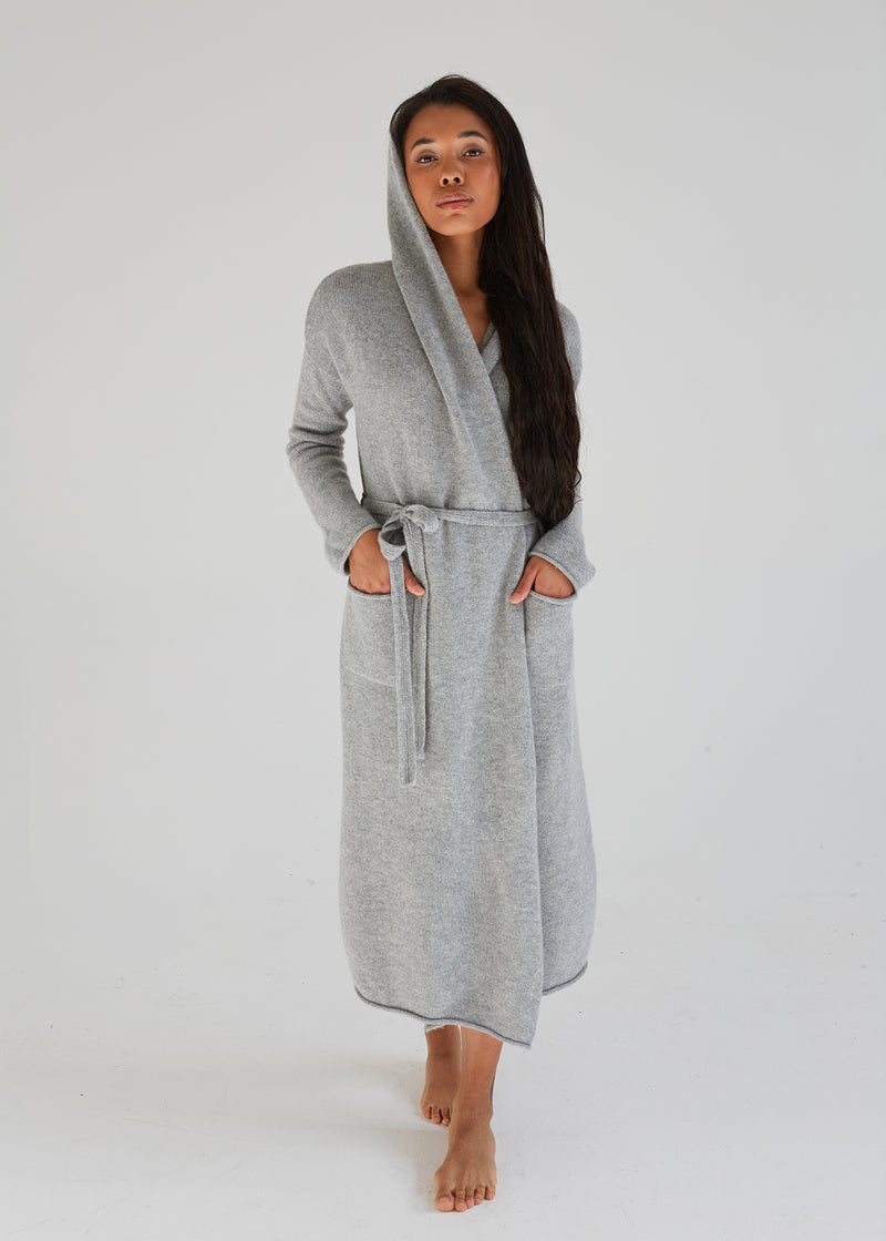 100% Cashmere Hooded Robe/Cardigan