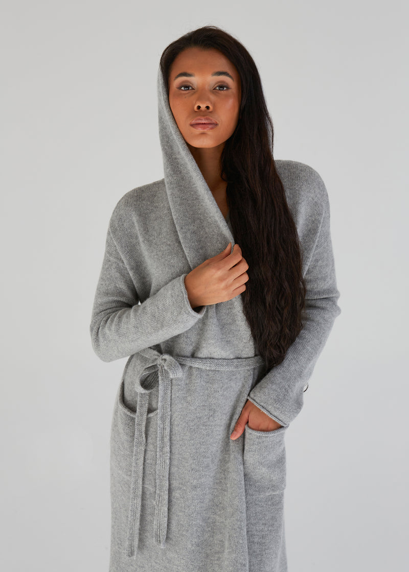100% Cashmere Hooded Robe/Cardigan
