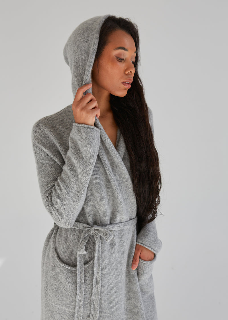 100% Cashmere Hooded Robe/Cardigan