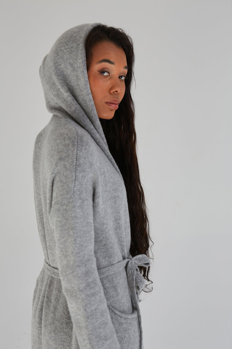 Hooded Long Cardigan with Pockets