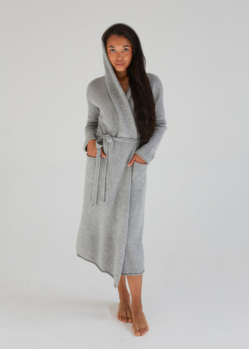 100% Cashmere Hooded Robe/Cardigan