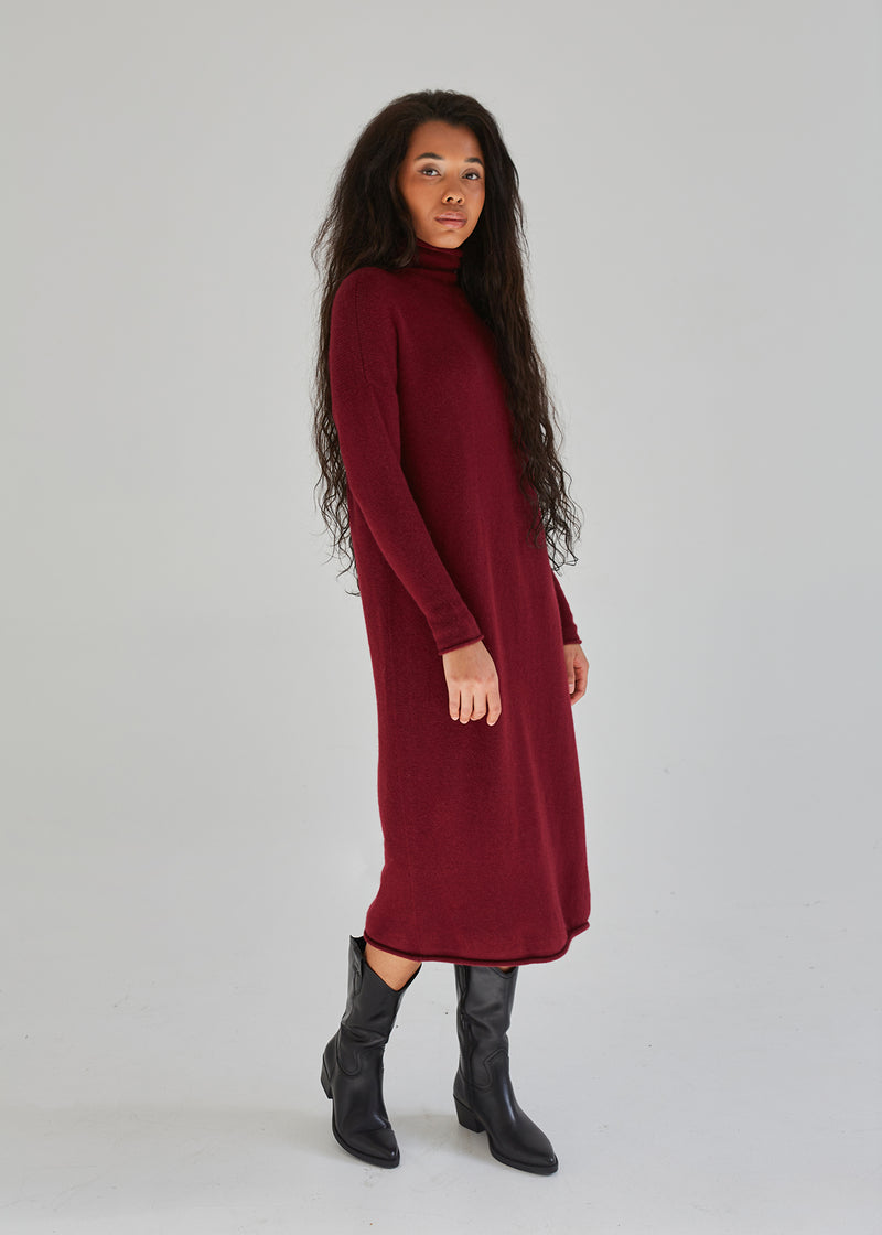 100% Cashmere Long Turtleneck Dress
