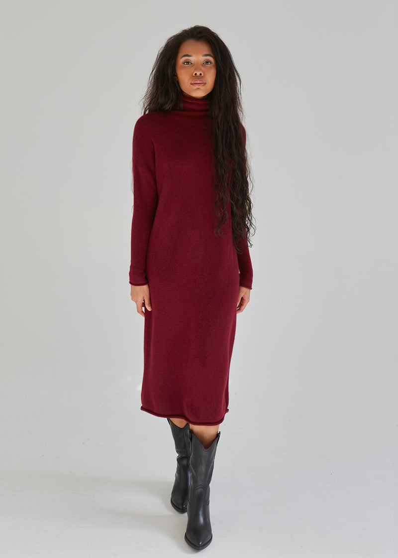 100% Cashmere Long Turtleneck Dress