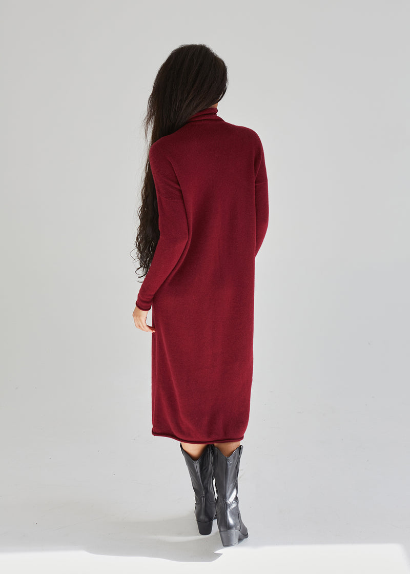 100% Cashmere Long Turtleneck Dress