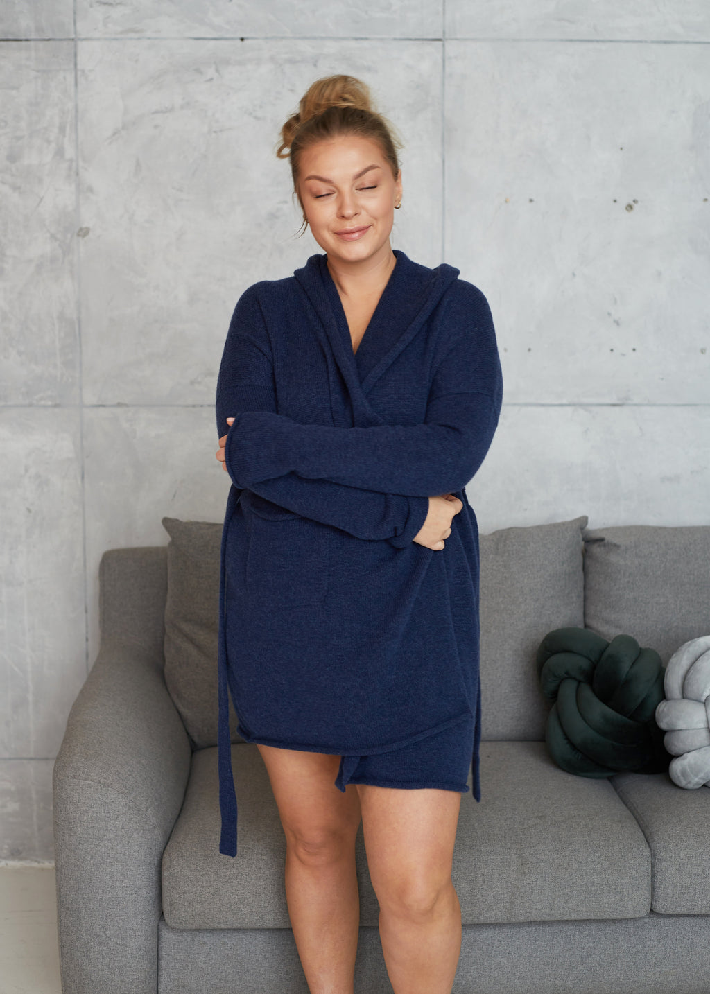 Cashmere and wool short Robe