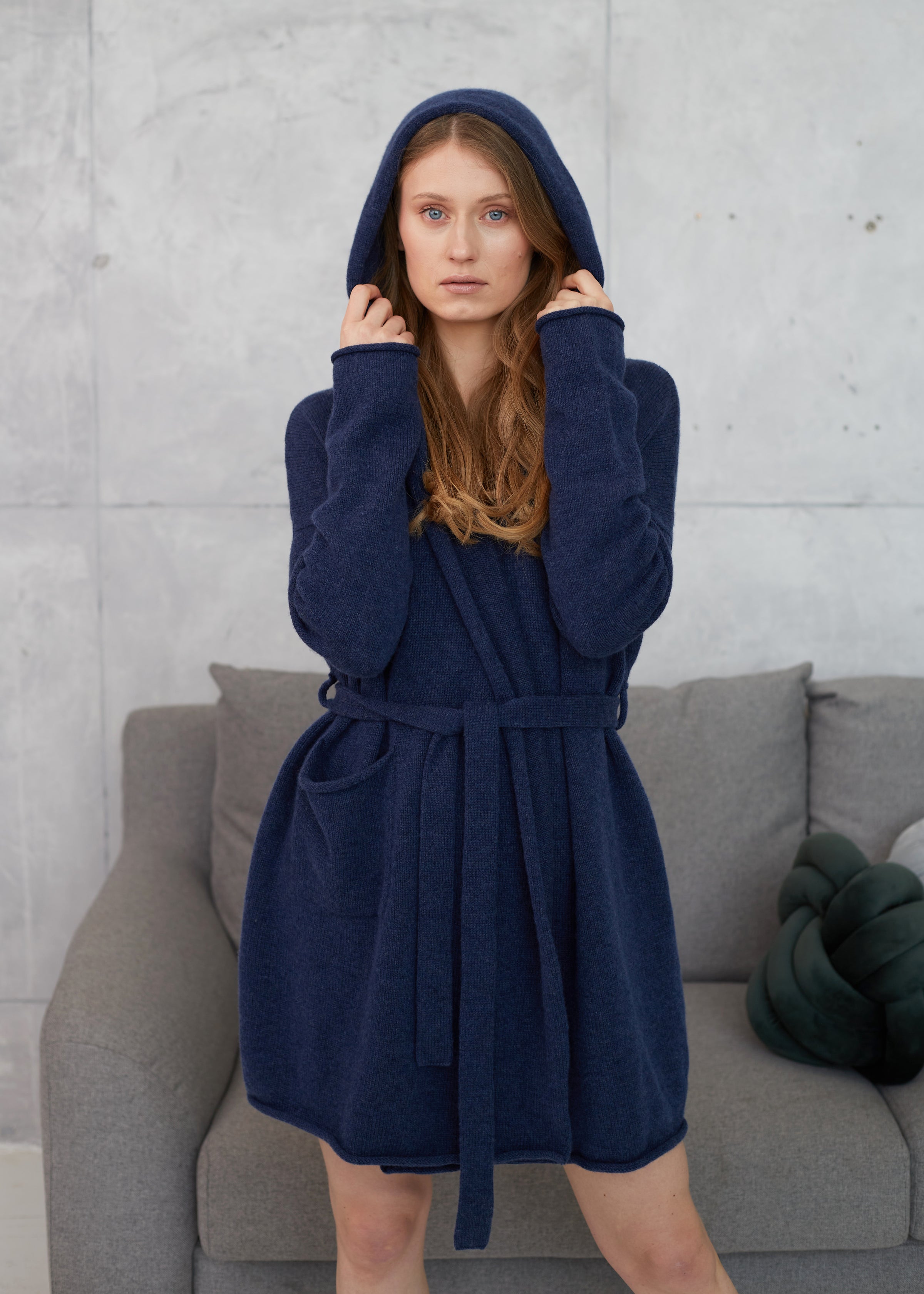 Cashmere Robe Blue 100% Cashmere Robe – trikicashmere