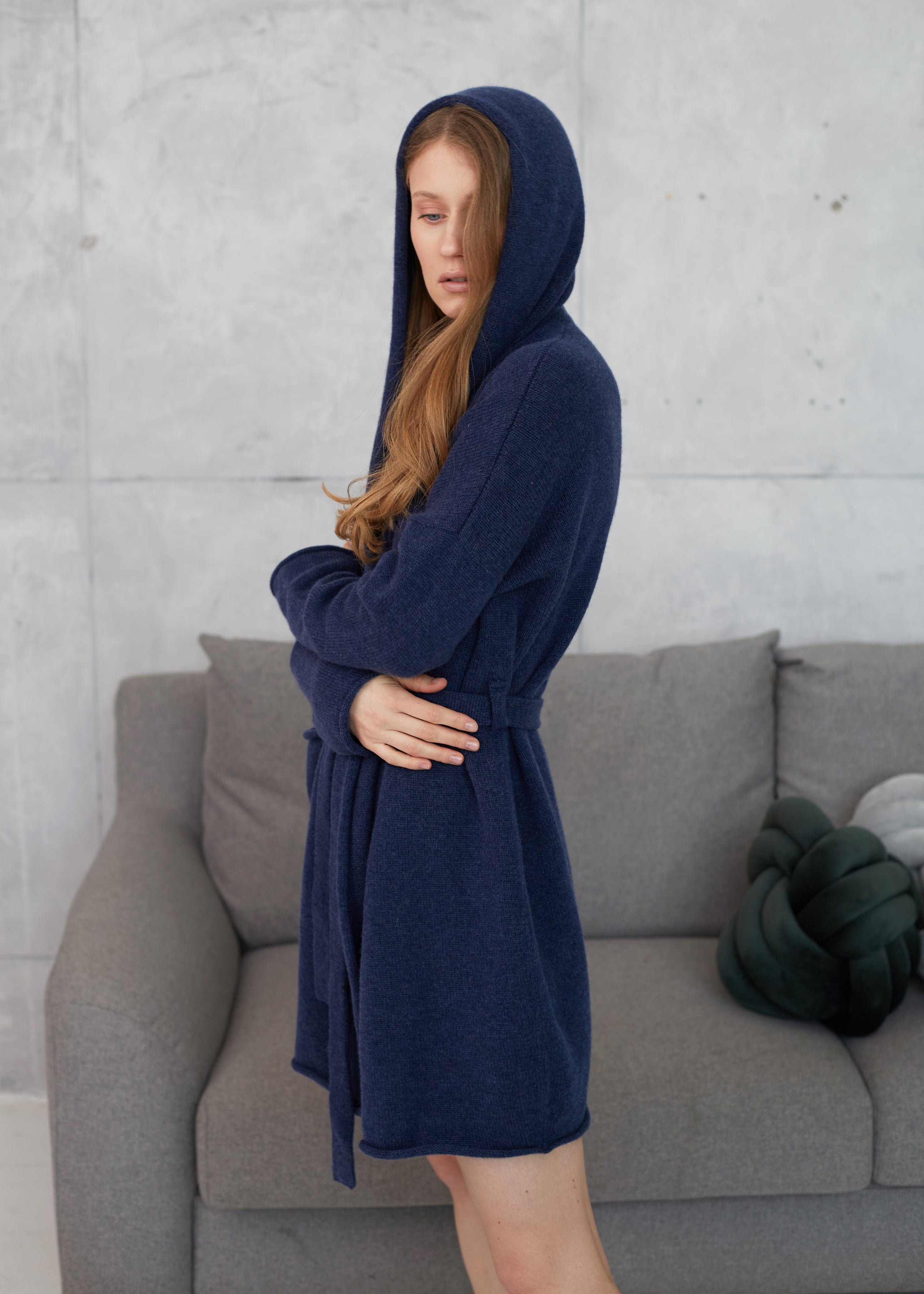 Cashmere Robe Blue 100% Cashmere Robe – trikicashmere