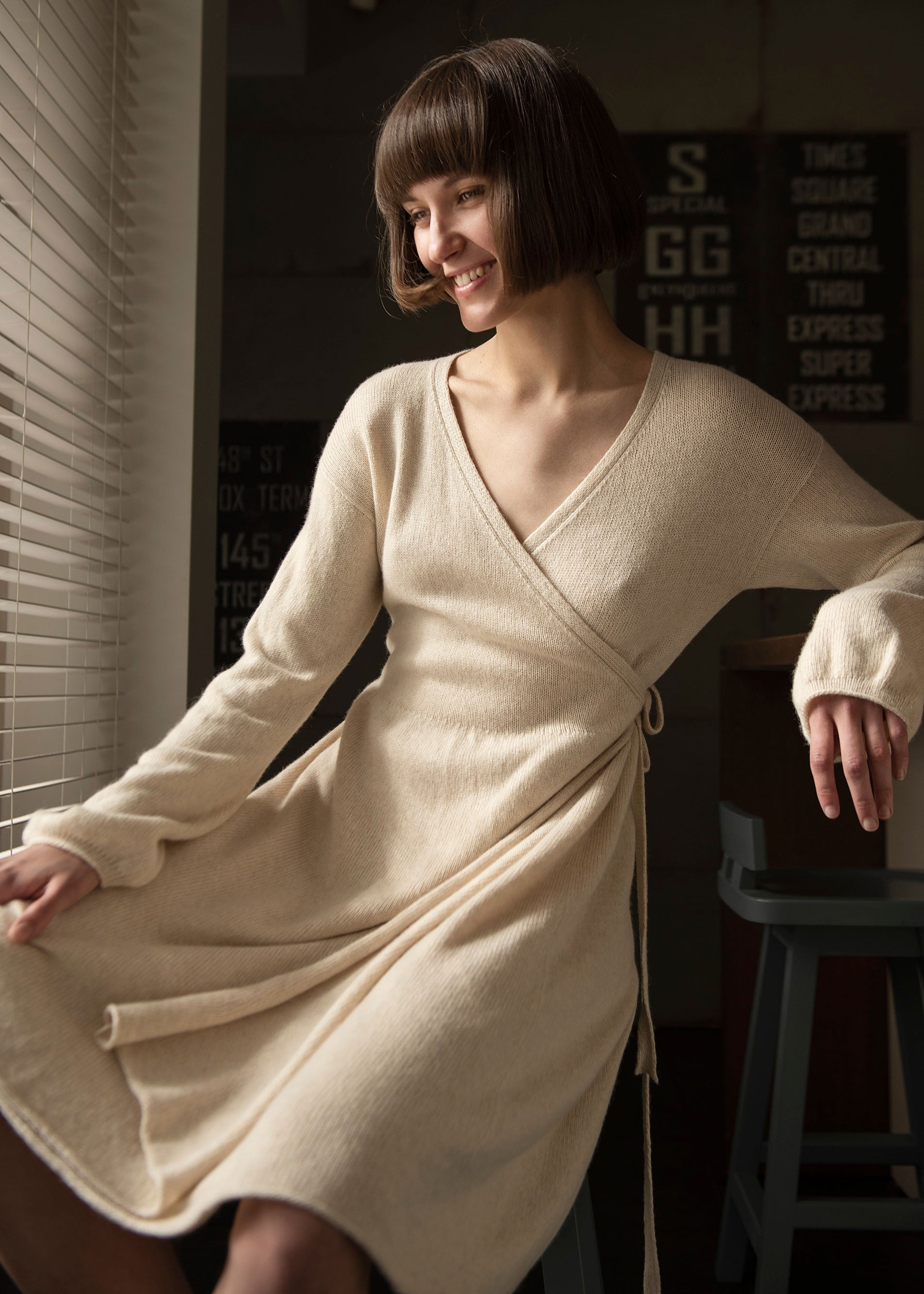 100% Cashmere Wrap Dress – trikicashmere